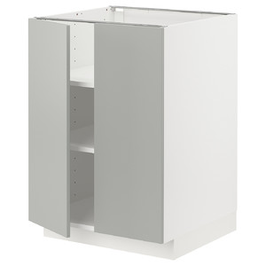 METOD Base cabinet with shelves/2 doors, white/Havstorp light grey, 60x60 cm