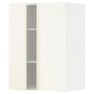 METOD Wall cabinet with shelves/2 doors, white/Vallstena white, 60x80 cm