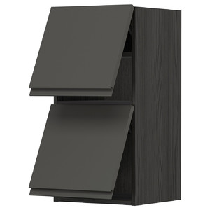 METOD Wall cabinet horizontal w 2 doors, black/Voxtorp dark grey, 40x80 cm