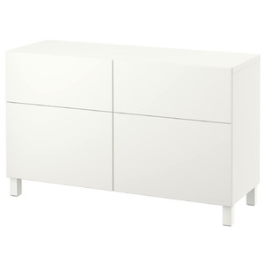 BESTÅ Storage combination w doors/drawers, white/Lappviken/Stubbarp white, 120x42x74 cm