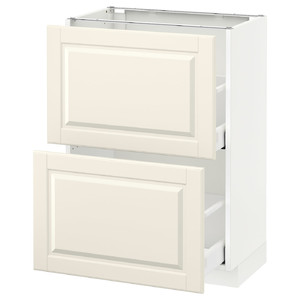 METOD / MAXIMERA Base cabinet with 2 drawers, white, Bodbyn off-white, 60x37 cm