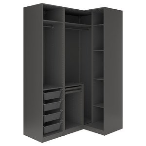 PAX / FYRUDDEN Corner wardrobe, dark grey/blue, 161/111x236 cm