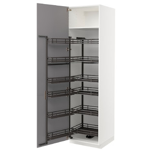 METOD High cabinet with pull-out larder, white/Bodbyn grey, 60x60x220 cm