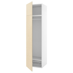 PLATSA Wardrobe with 2 doors, white/Kalbåden lively pine effect, 60x57x221 cm