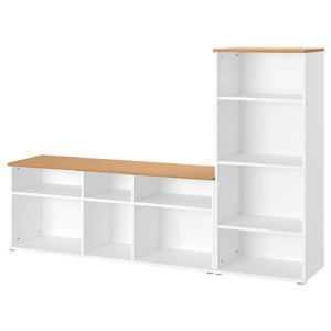 SKRUVBY TV storage combination, white, 216x38x140 cm
