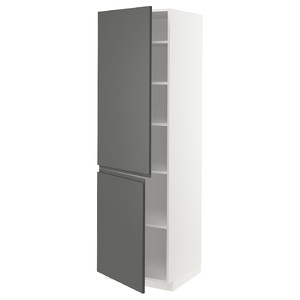 METOD High cabinet with shelves/2 doors, white/Voxtorp dark grey, 60x60x200 cm