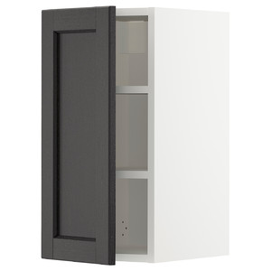 METOD Wall cabinet with shelves, white/Lerhyttan black stained, 30x60 cm