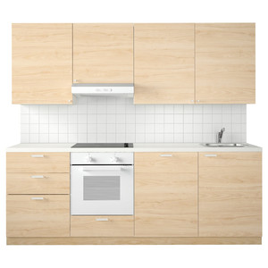 METOD Kitchen, white Maximera/Askersund ash, 240x60x228 cm