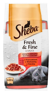 Sheba Fresh & Fine Mini Portions in Sauce with Chicken, Beef & Duck 6x50g
