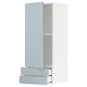 METOD / MAXIMERA Wall cabinet with door/2 drawers, white/Kallarp light grey-blue, 40x100 cm