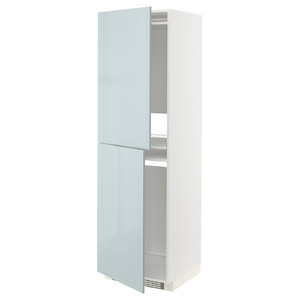 METOD High cabinet for fridge/freezer, white/Kallarp light grey-blue, 60x60x200 cm
