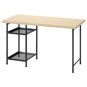 MITTCIRKEL / SPÄND Desk, lively pine effect/black, 120x60 cm