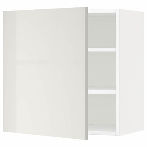 METOD Wall cabinet with shelves, white/Ringhult light grey, 60x60 cm