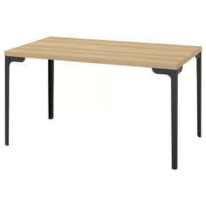SKÅLSTA Table, oak effect/straight black-grey, 140x80 cm