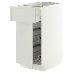 METOD/MAXIMERA Base cab w wire basket/drawer/door, white/Aspudden light grey, 40x60 cm