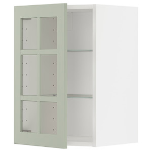 METOD Wall cabinet w shelves/glass door, white/Stensund light green, 40x60 cm