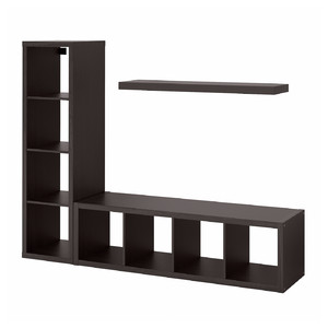 KALLAX / LACK Storage combination with shelf, black-brown, 189x39x147 cm