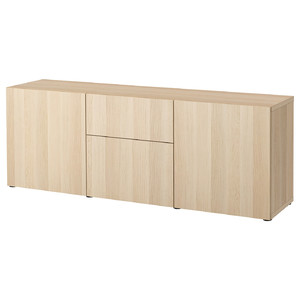 BESTÅ Storage combination with drawers, white stained oak effect/Lappviken white stained oak effect, 180x42x65 cm