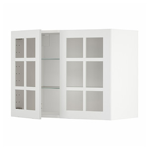 METOD Wall cabinet w shelves/2 glass drs, white/Stensund white, 80x60 cm