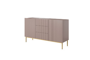 Cabinet with 2 Doors & 3 Drawers Nicole 150cm, antique pink/gold legs