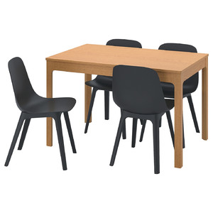 EKEDALEN / ODGER Table and 4 chairs, oak/anthracite, 120/180 cm
