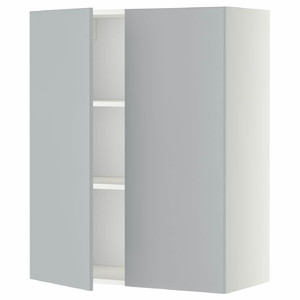 METOD Wall cabinet with shelves/2 doors, white/Veddinge grey, 80x100 cm