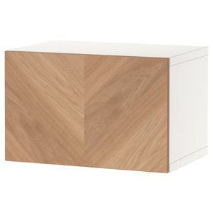 BESTÅ Shelf unit with door, white, Hedeviken oak veneer, 60x42x38 cm
