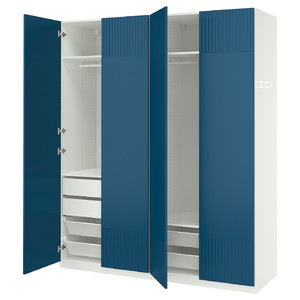 PAX / FYRUDDEN Wardrobe combination, white/white, 200x60x236 cm