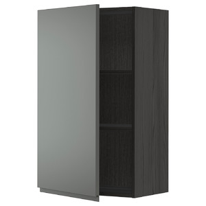 METOD Wall cabinet with shelves, black/Voxtorp dark grey, 60x100 cm