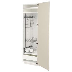 METOD / MAXIMERA High cabinet with cleaning interior, white/Havstorp beige, 60x60x200 cm