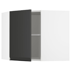 METOD Corner wall cabinet with shelves, white/Upplöv matt anthracite, 68x60 cm