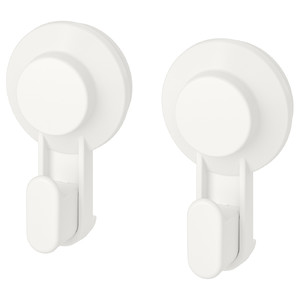 TISKEN Hook with suction cup, white, 2 pack