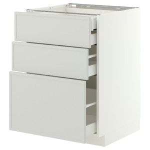 METOD/MAXIMERA Base cb 3 frnts/2 low/1 md/1 hi drw, white/Aspudden light grey, 60x60 cm