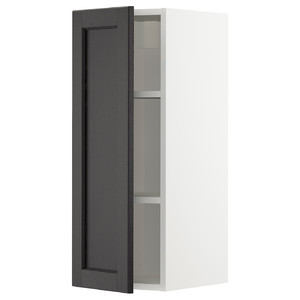 METOD Wall cabinet with shelves, white/Lerhyttan black stained, 30x80 cm