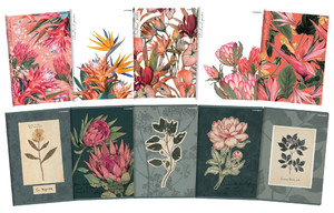 Notebook A5 80 Sheets Squared Margin Flowers, 5-pack, assorted patterns