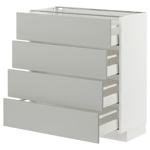 METOD / MAXIMERA Base cab 4 frnts/4 drawers, white/Havstorp light grey, 80x37 cm