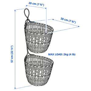 TOLKNING Basket hanging, set of 2, handmade bamboo