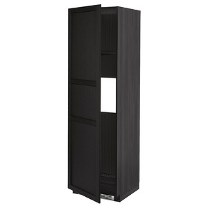 METOD High cab f fridge or freezer w door, black/Lerhyttan black stained, 60x60x200 cm