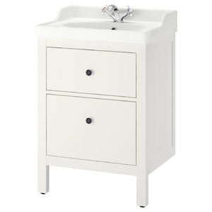 HEMNES / RUTSJÖN Wash-stnd w drawers/wash-basin/tap, white, 62x49x95 cm