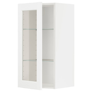 METOD Wall cabinet w shelves/glass door, white Enköping/white wood effect, 40x80 cm