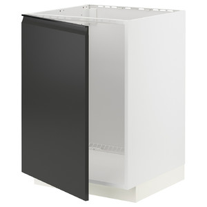 METOD Base cabinet for sink, white/Upplöv matt anthracite, 60x60 cm