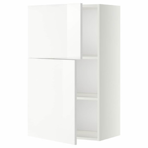 METOD Wall cabinet with shelves/2 doors, white/Ringhult white, 60x100 cm