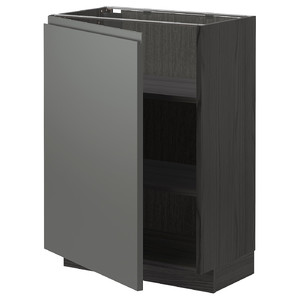METOD Base cabinet with shelves, black/Voxtorp dark grey, 60x37 cm