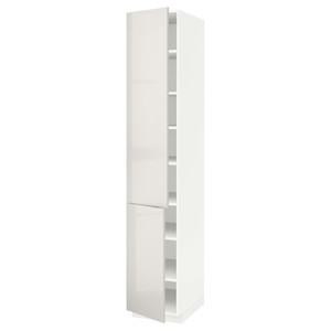 METOD High cabinet with shelves/2 doors, white/Ringhult light grey, 40x60x220 cm
