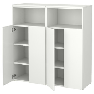 SMÅSTAD / PLATSA Storage combination, white/white with 2 shelves, 120x42x123 cm