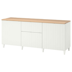 BESTÅ Storage combination with drawers, white, Sutterviken/Kabbarp white, 180x42x76 cm