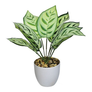 Artificial Plant Caladium with Plant Pot 25cm, light green