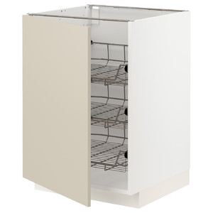 METOD Base cabinet with wire baskets, white/Havstorp beige, 60x60 cm