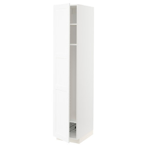 METOD High cabinet w shelves/wire basket, white Enköping/white wood effect, 40x60x200 cm