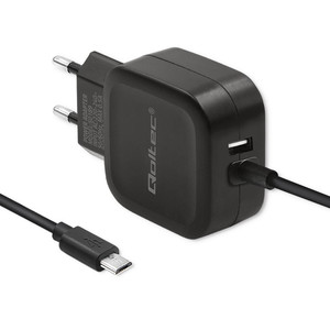 Qoltec Charger EU Plug 17W | 5V | 3.4A | USB + Cable Micro USB